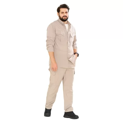 ست پیراهن و شلوار کلمبیا رنگ خاکی کد PN12021