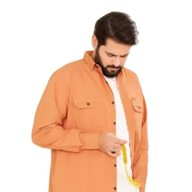 پیراهن کتان دوجیب طرح جیپ رنگ آجری کد PD12054