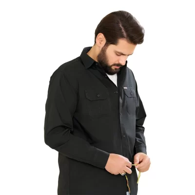 پیراهن کتان دوجیب طرح جیپ رنگ سبز یشمی کد PD12055