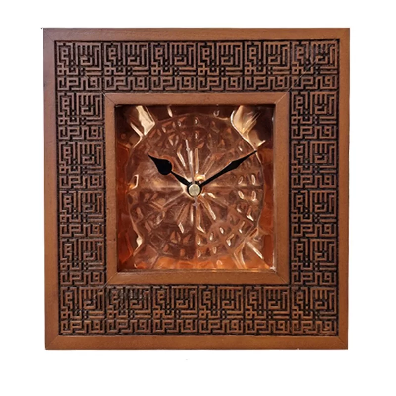 ساعت رومیزی مدل فرصت طرح حکاکی مسی کد 1006