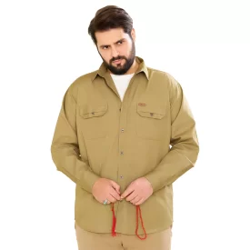 پیراهن کتان دوجیب طرح جیپ رنگ خردلی کد PD12046