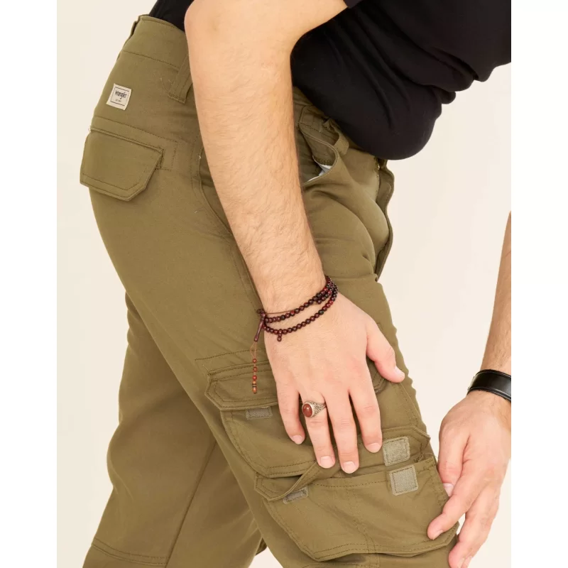  شلوار 8 جیب مدل رانگلر رنگ سبز زیتونی کد SC22082