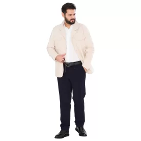  کت کتان مدل زیبون رنگ استخوانی کد KT21026 