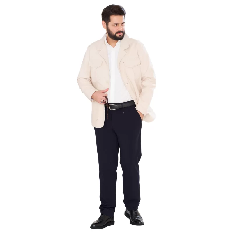  کت کتان مدل زیبون رنگ استخوانی کد KT21026 