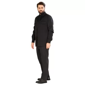 کت و شلوار سافاری مدل مچ دار رنگ مشکی کد KS12068
