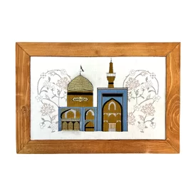 تابلو فرش طرح بارگاه حرم امام رضا (ع) سایز 39×57 