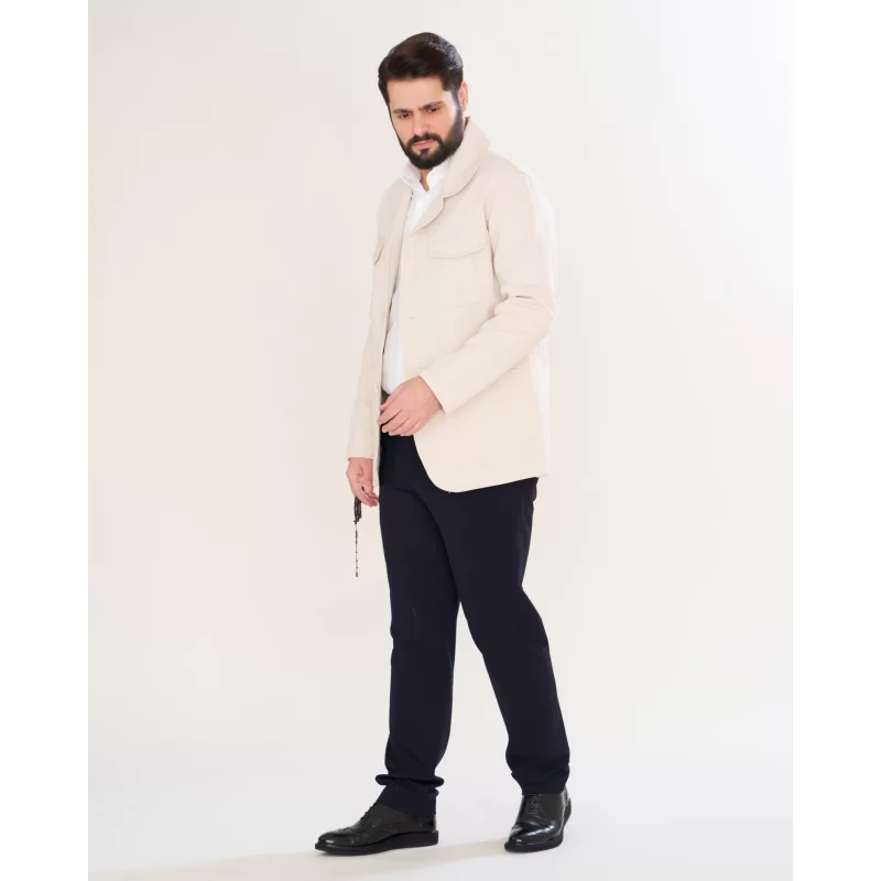  کت کتان مدل زیبون رنگ استخوانی کد KT21026 