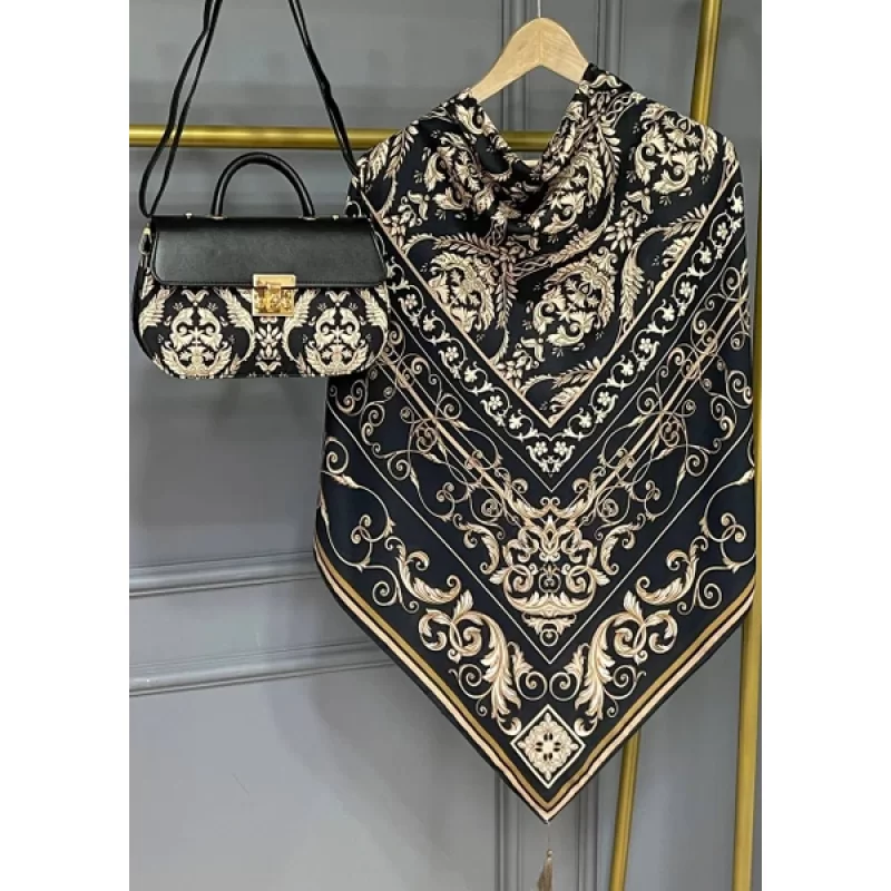 ست کیف و روسری مشکی مدل الیزابت کد A3