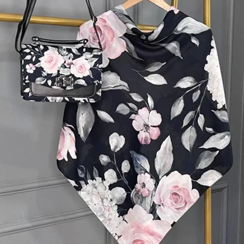 ست کیف و روسری مشکی مدل رزا سیااسکارف کد B2