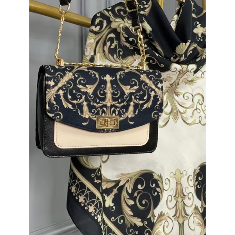 ست کیف و روسری مشکی مدل کاترینا کد B2