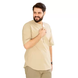 پیراهن سه دکمه مدل کمیل رنگ کرم تیره کد PC11042