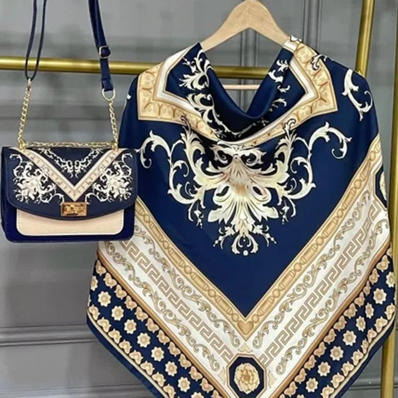 ست کیف و روسری سورمه ای مدل سورنا کد B2
