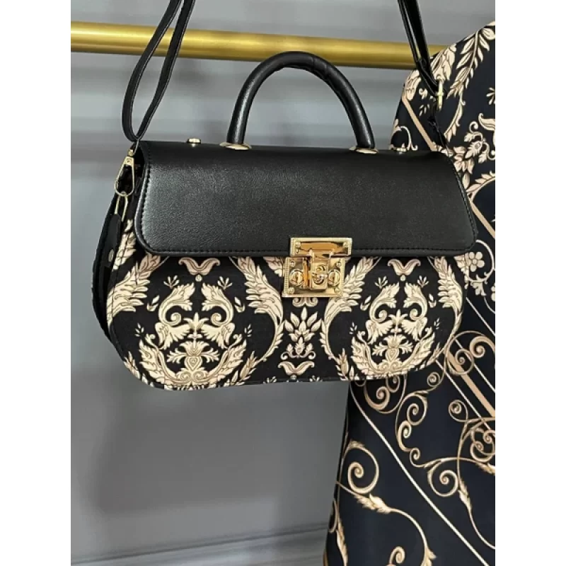 ست کیف و روسری مشکی مدل الیزابت کد A3