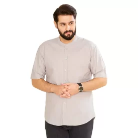 پیراهن تمام دکمه مدل کمیل رنگ طوسی کد PC11053