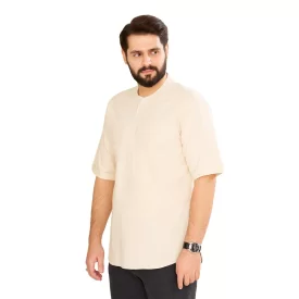 پیراهن سه دکمه مدل کمیل رنگ کرم روشن کد PC11041