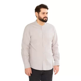 پیراهن تمام دکمه مدل کمیل رنگ طوسی کد PC11058