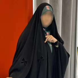 چادر مشکی عربی گلدوزی نداقطری مدل پاپیون پخش