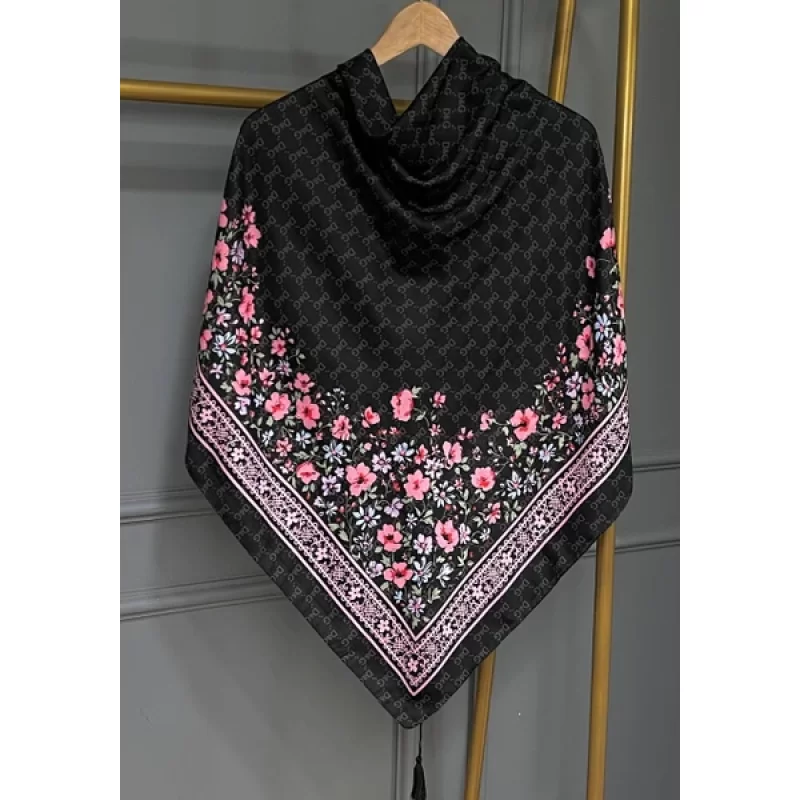 ست کیف و روسری مشکی مدل گل دی اند جی کد B2