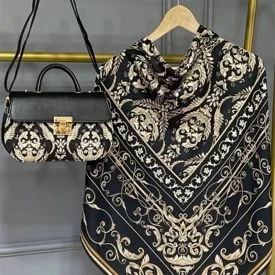 ست کیف و روسری مشکی مدل الیزابت کد A3