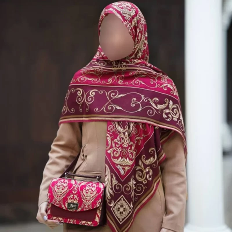 ست کیف و روسری زرشکی مدل الیزابت کد B2