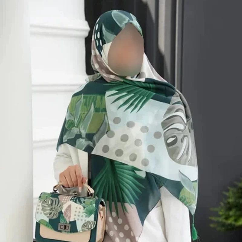 ست کیف و روسری سبز مدل برگ انجیری کد B2