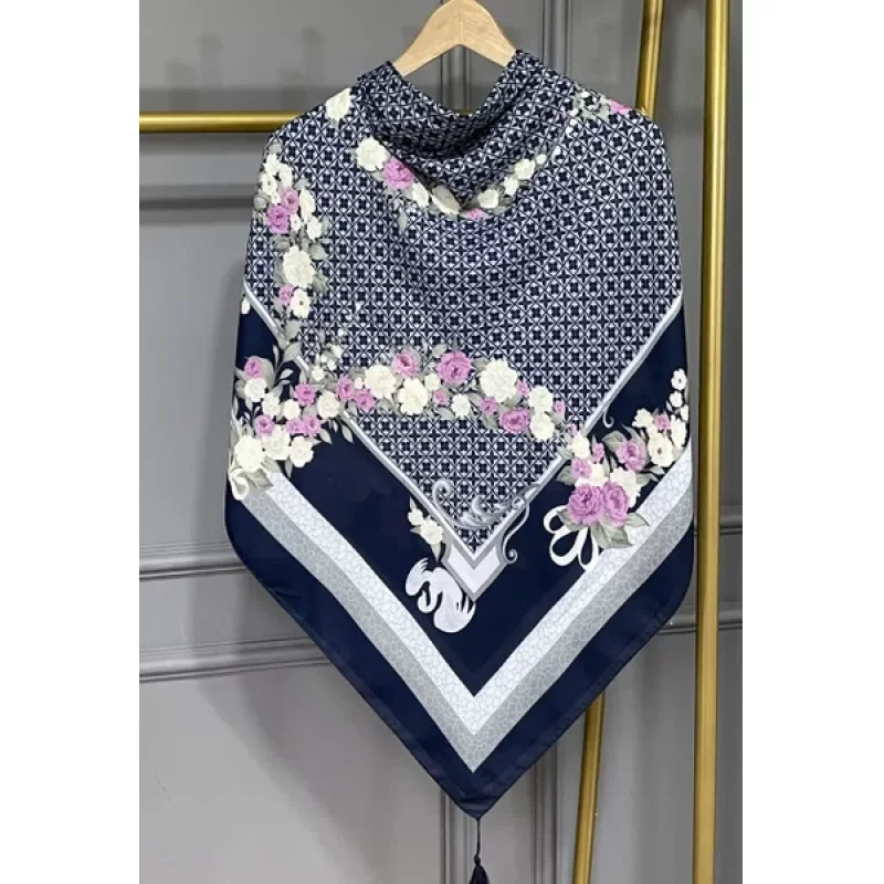 ست کیف و روسری سورمه ای مدل ماکان کد B2