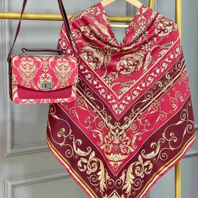 ست کیف و روسری زرشکی مدل الیزابت کد B2