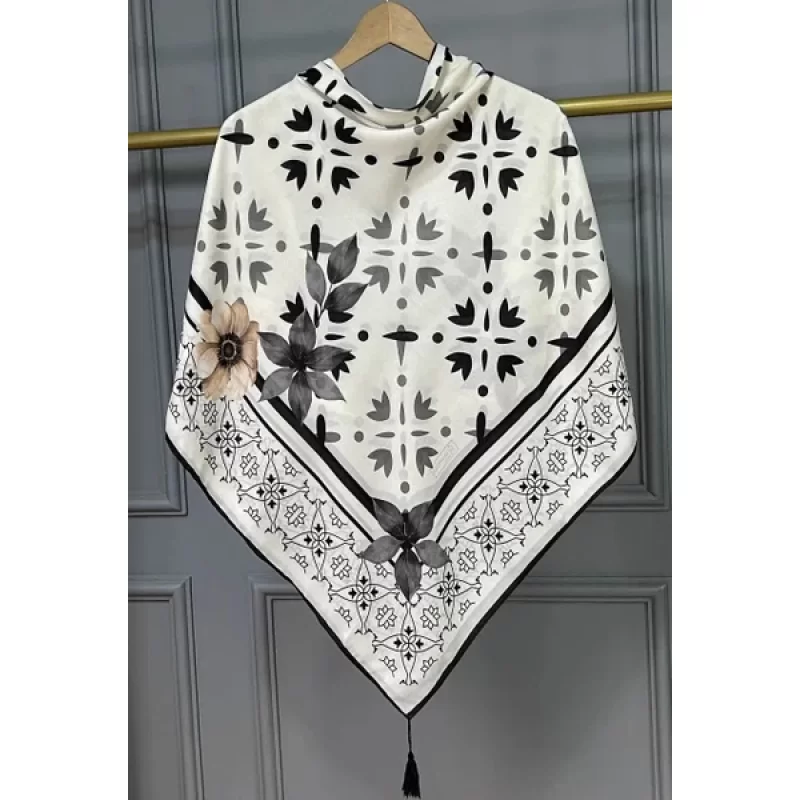 ست کیف و روسری مشکی مدل شقایق کد B2