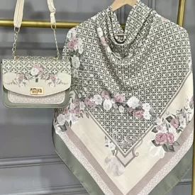 ست کیف و روسری زیتونی مدل ماکان کد B2