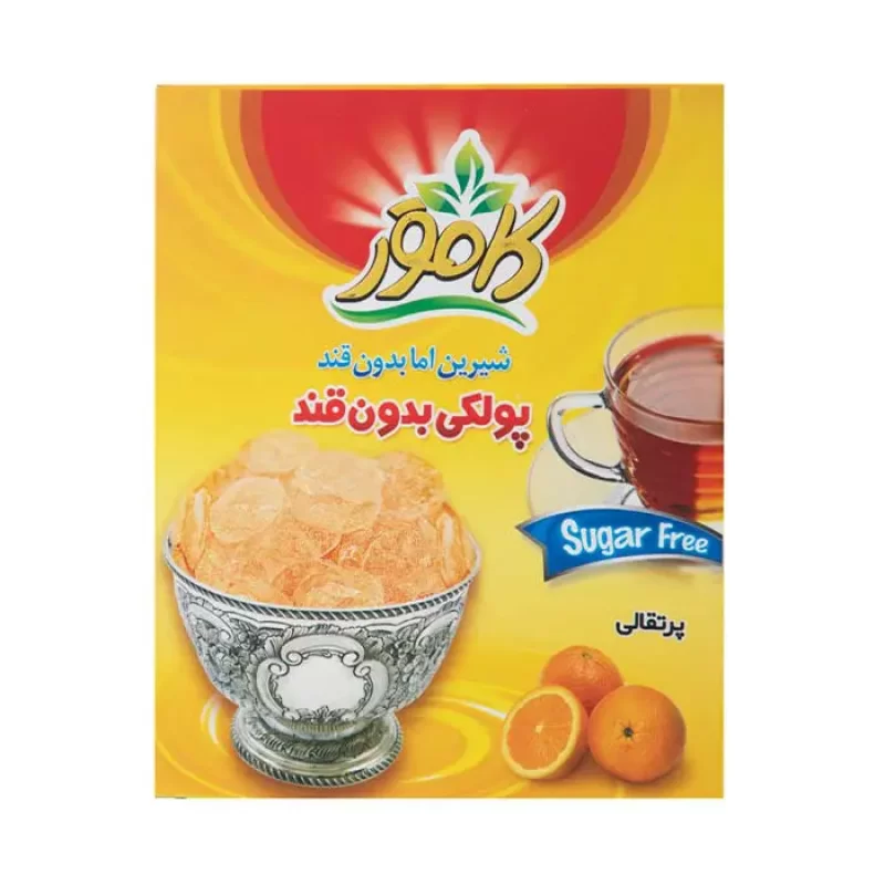 پولکی بدون قند و رژیمی کامور طعم پرتقالی 