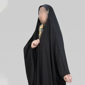 چادر مشکی عربی جواهردوزی ظریف ندا قطری مدل دیبا
