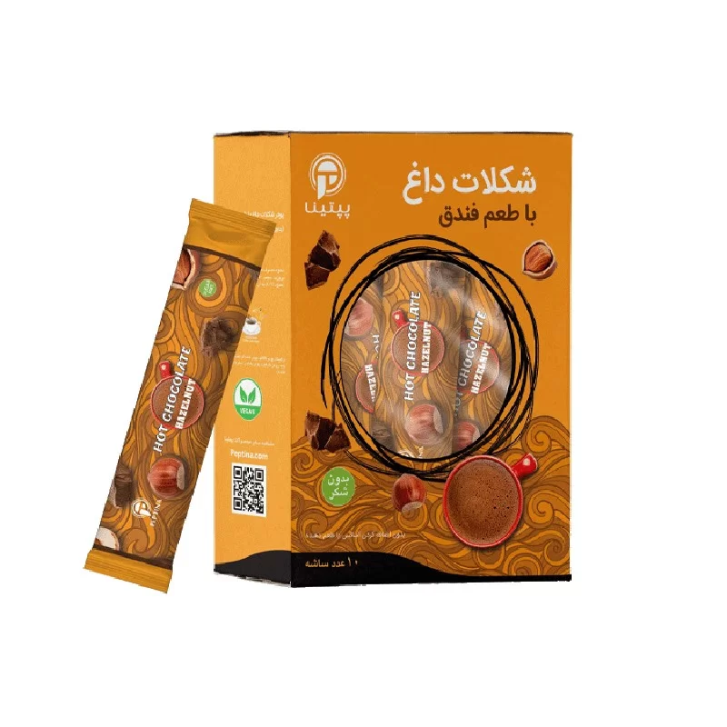 شکلات داغ رژیمی و بدون شکر با پودر فندق - بسته 10 عددی