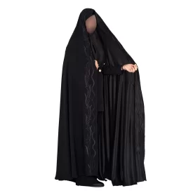 چادر مشکی سنتی ایرانی گلدوزی طرح خوشه گندم قجری کره کد CH322087