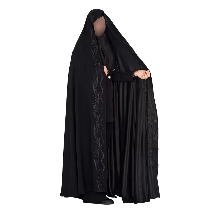 چادر مشکی سنتی ایرانی گلدوزی طرح خوشه گندم قجری کره کد CH322087