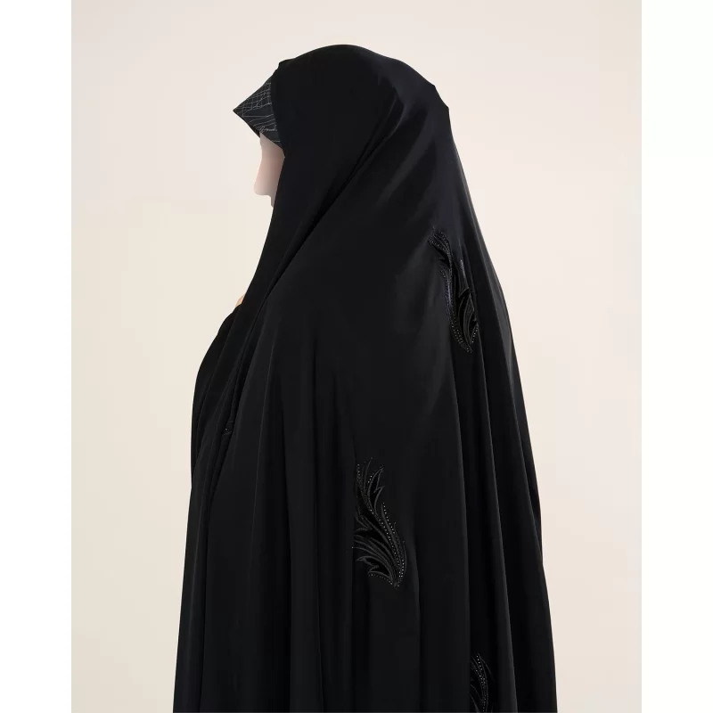 چادر مشکی سنتی ایرانی گلدوزی ساده قجری کره کد CH322086