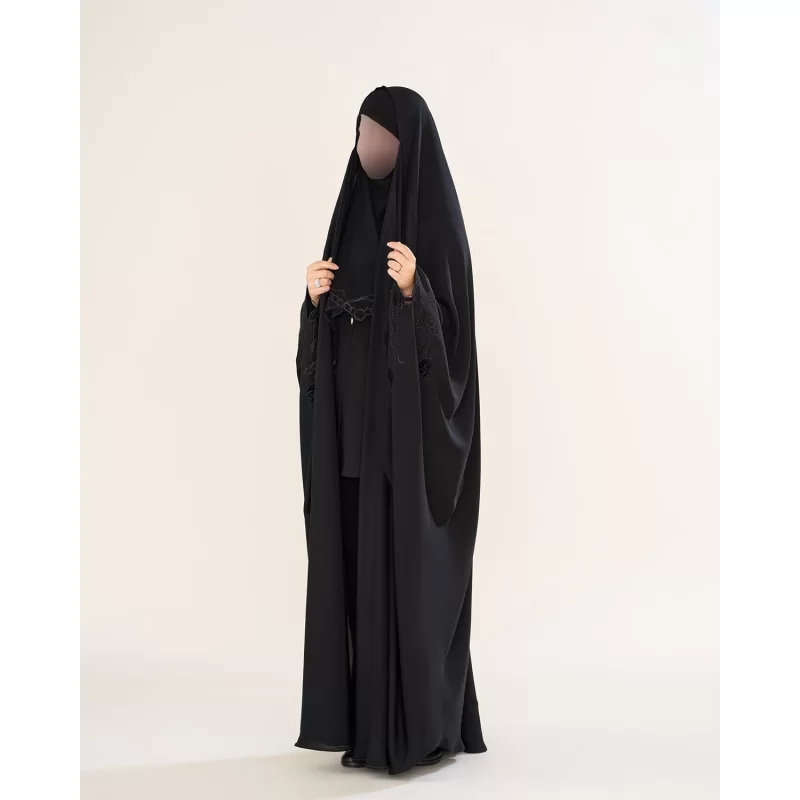 چادر مشکی عربی گلدوزی طرح لاله ندا کره کد CH222068