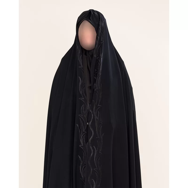 چادر مشکی سنتی ایرانی گلدوزی طرح خوشه گندم قجری کره کد CH322087