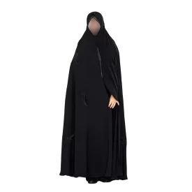 چادر مشکی سنتی ایرانی گلدوزی ساده قجری کره کد CH322086