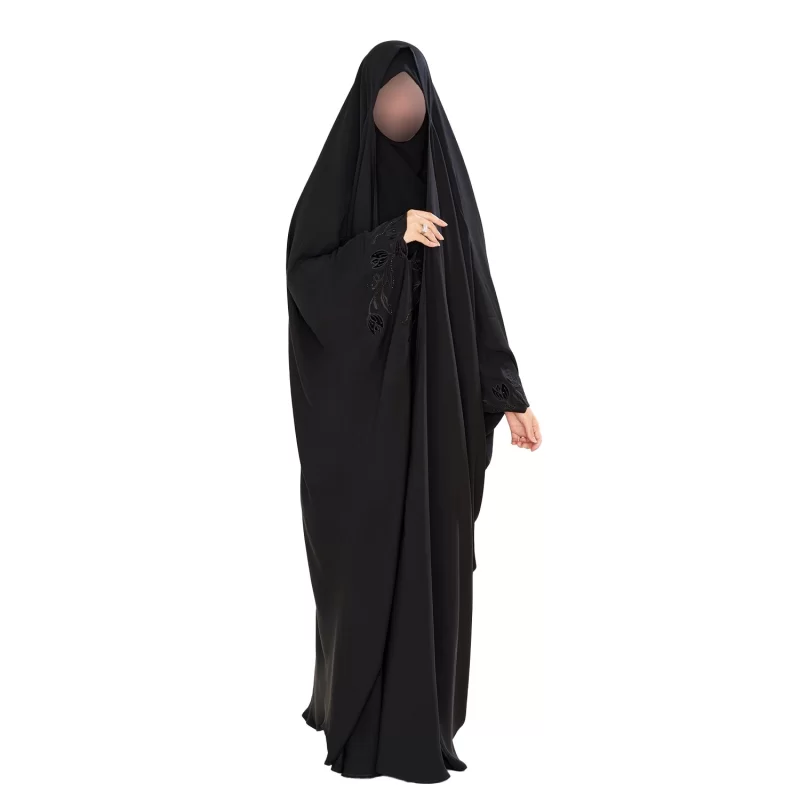 چادر مشکی عربی گلدوزی طرح لاله ندا کره کد CH222068