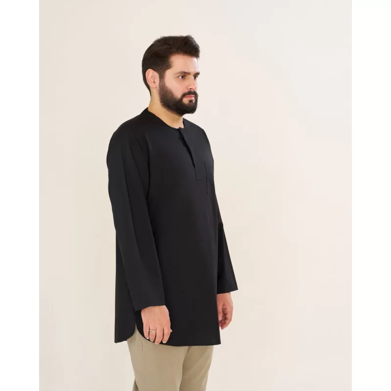 پیراهن مشکی مردانه آستین بلند مدل طلبگی کد PM22009