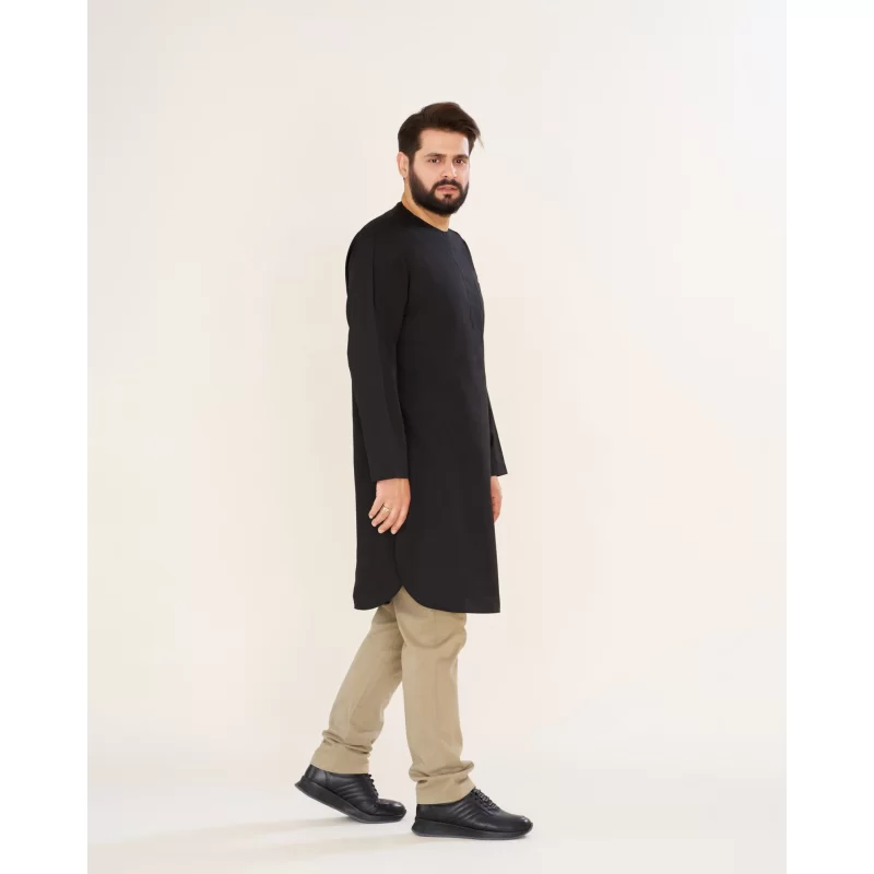 پیراهن مشکی مردانه آستین بلند مدل پاکستانی کد PM22007