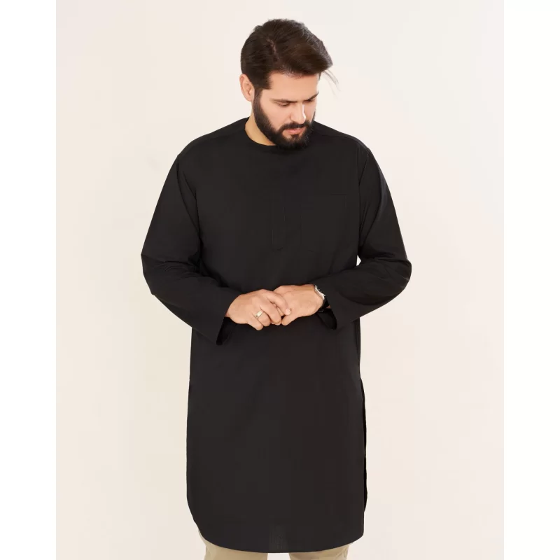 پیراهن مشکی مردانه آستین بلند مدل پاکستانی کد PM22007