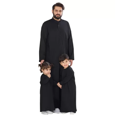دشداشه مردانه عربی تترون رنگ مشکی کد PM22015