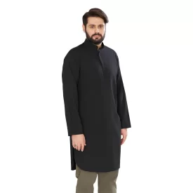 پیراهن مشکی مردانه آستین بلند مدل پاکستانی کد PM22001
