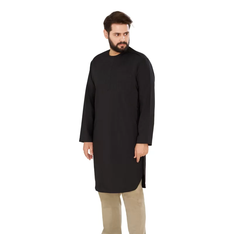 پیراهن مشکی مردانه آستین بلند مدل پاکستانی کد PM22007