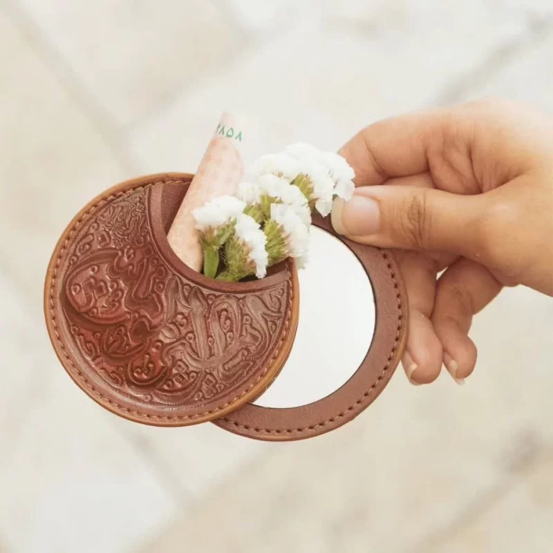 آینه جیبی چرم طرح یا امیرالمومنین