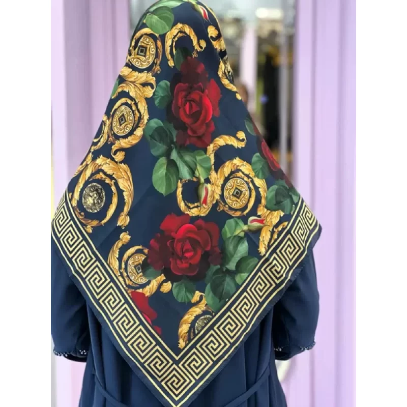 ست کیف و روسری سورمه ای مدل رز ورساچه کد B2