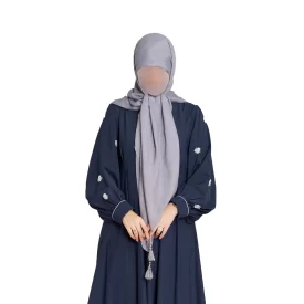  روسری مدل اسلب نخی منگوله دار 140 رنگ طوسی فیلی کد WS111085