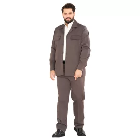 کت و شلوار سافاری مدل مچ دار رنگ فیلی کد KS12069 