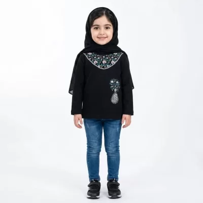  بلوز مشکی دخترانه طرح کاشی یا رقیه س